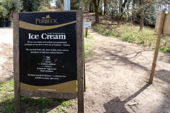 Sign for Purbeck Ice Cream at the start of Arne's Shipstal Trail