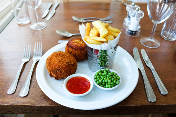 Fishcakes and ships at the Grand Hotel, Swanage