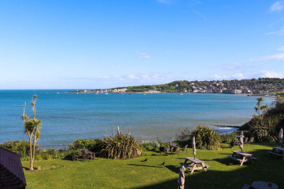 View across Swanage Bay to Peveril Point from the Grand Hotel, Swanage