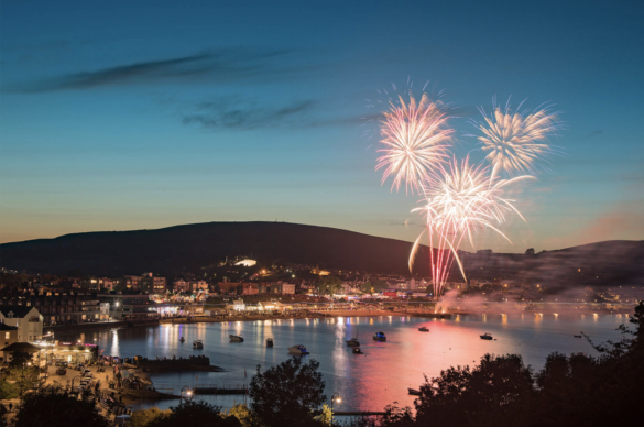 Fireworks over Swanage Bay during Carnival week