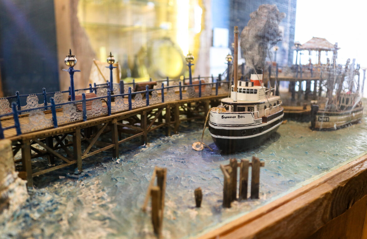 Mini model Swanage Bell ship and pier