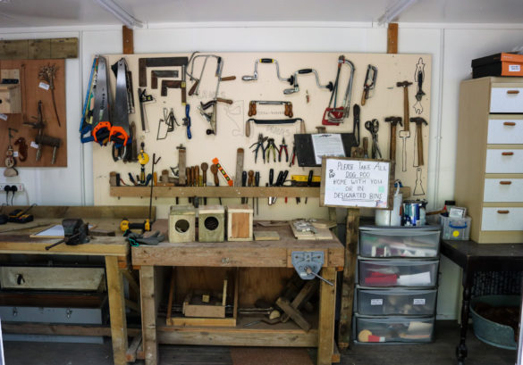 Inside the workshop at The Shed, Durlston Country Park