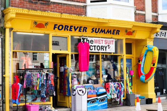 Beach toys and swimwear for sale outside Forever Summer in Swanage