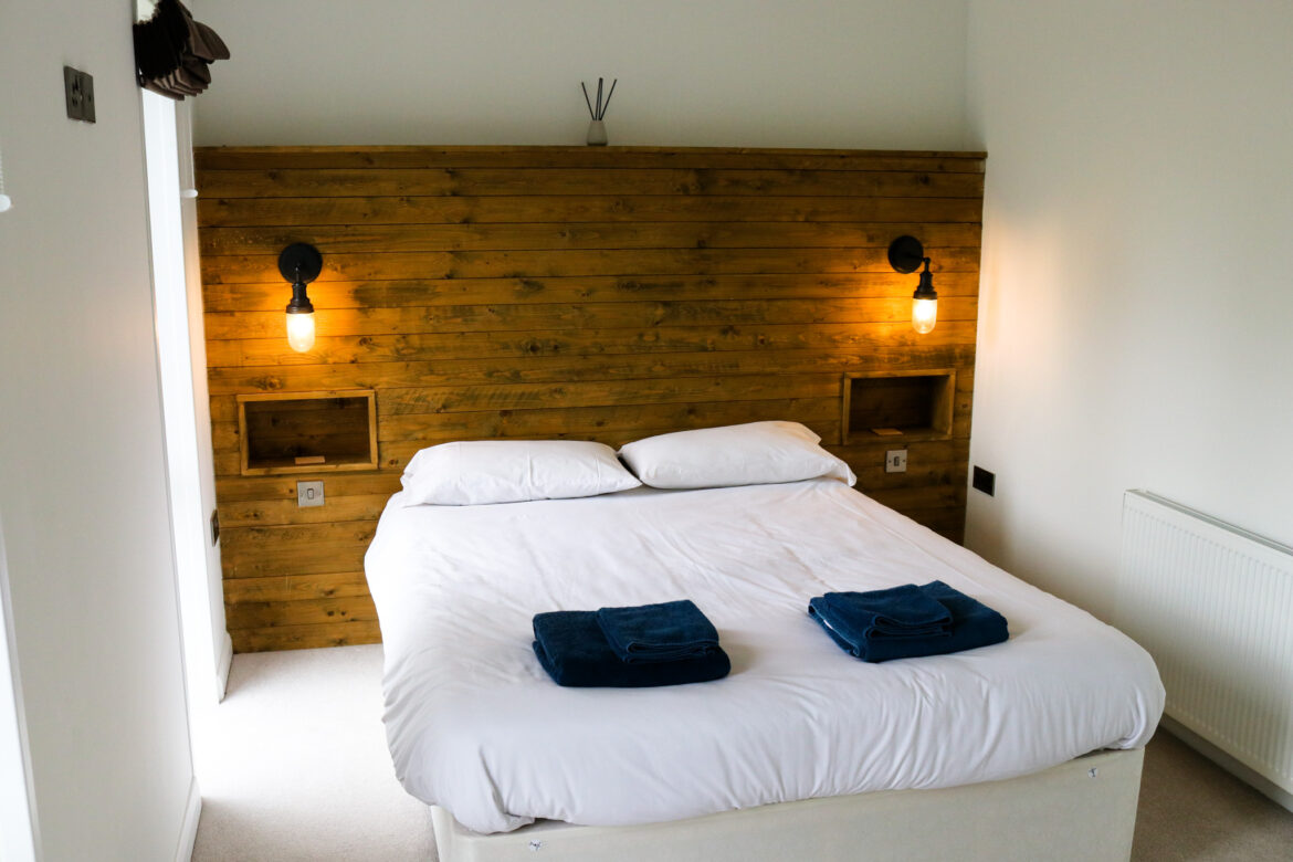 Master bedroom of luxury holiday home at Swanage Coastal Park