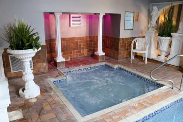 Mood lighting and plants around the Jacuzzi at Swanage Grand Hotel