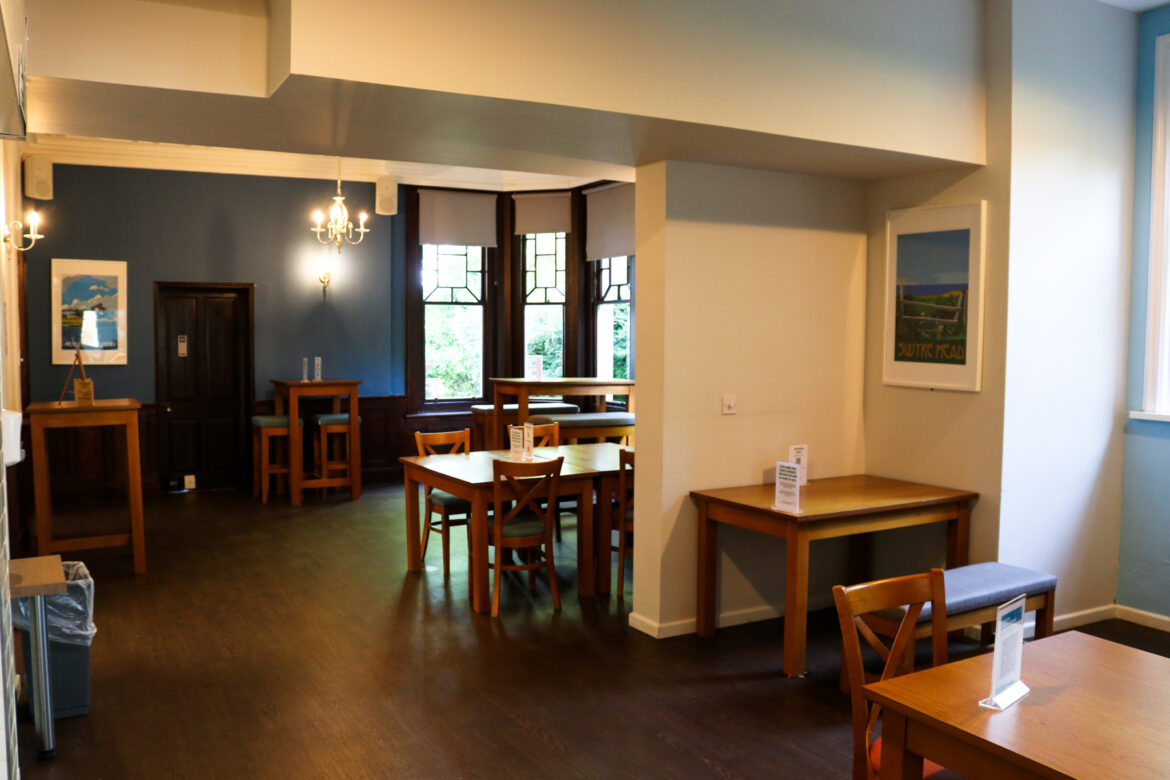 Seating in the dining area of Swanage Youth Hostel