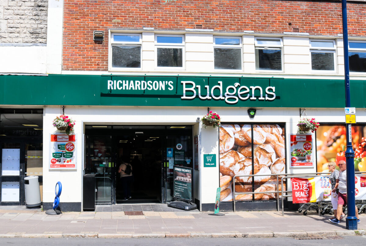 The entrance to Swanage's Budgens store