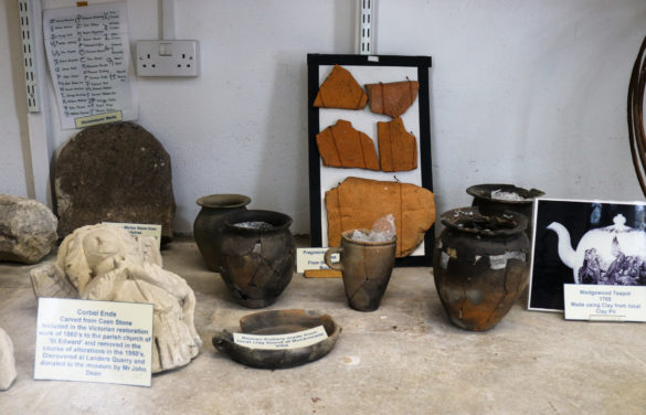 Historical pottery and stonework display, Corfe Castle Museum