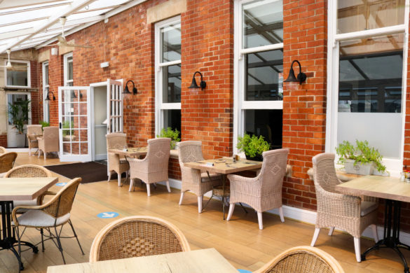 Rattan dining furniture in the conservatory area, Swanage Grand