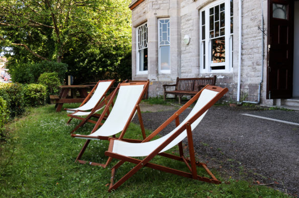 Deckchairs out the front of YHA Swanage