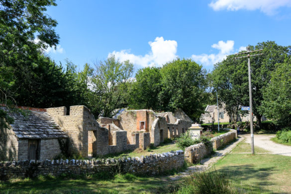 Row of abandoned cottages in Tyneham village