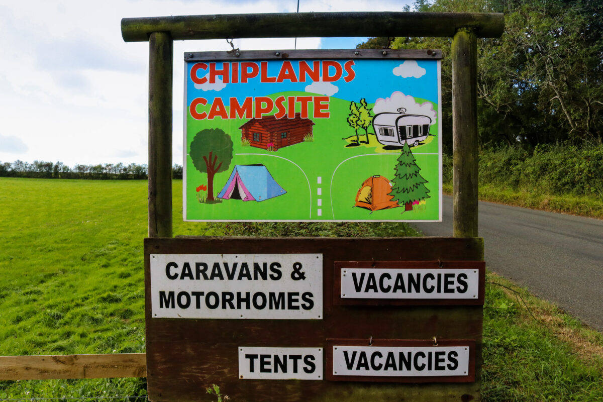 Vacancies sign for Chiplands' Campsite, near Corfe Castle