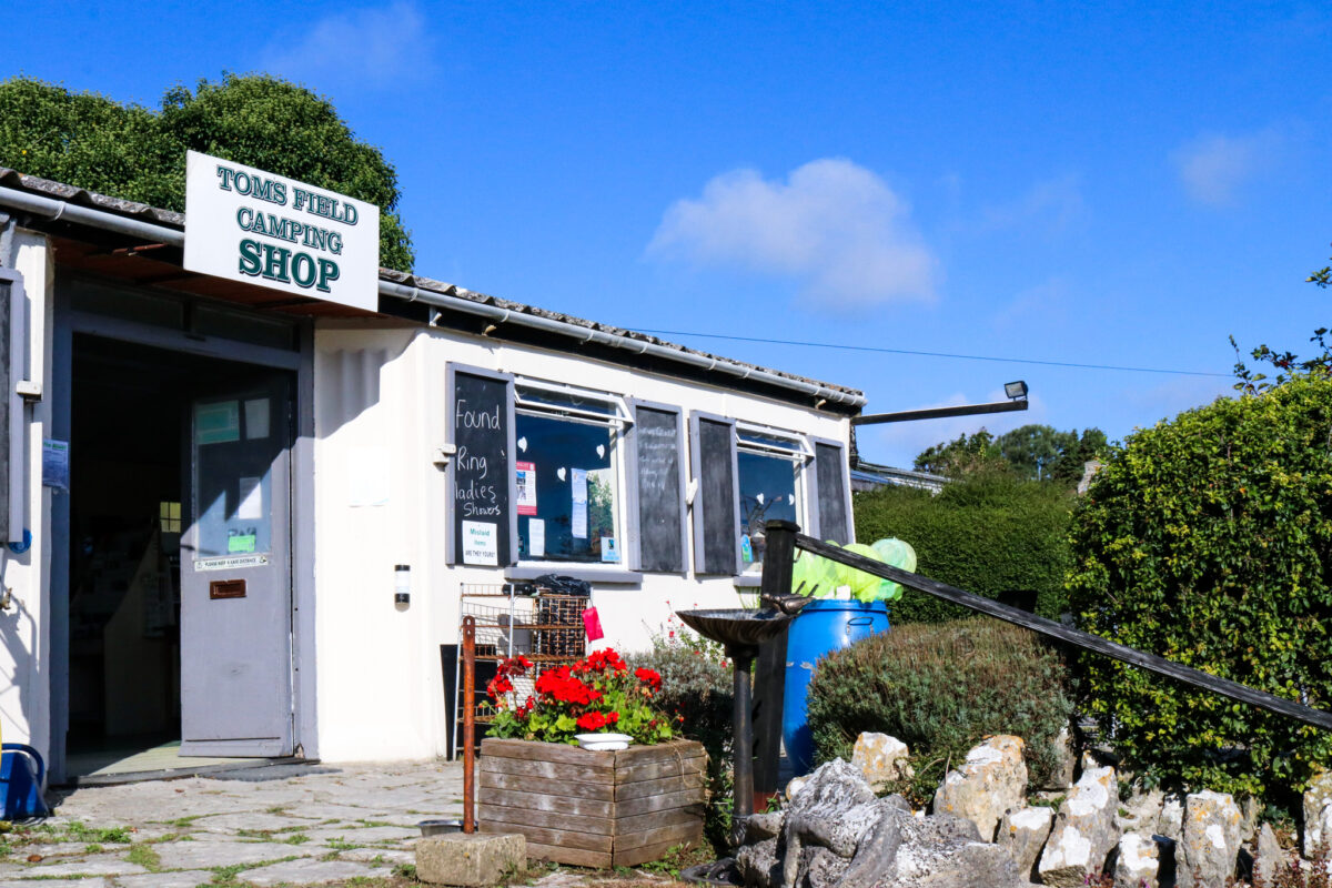 Camping shop at Tom's Field Campsite in Langton Matravers, near Swanage