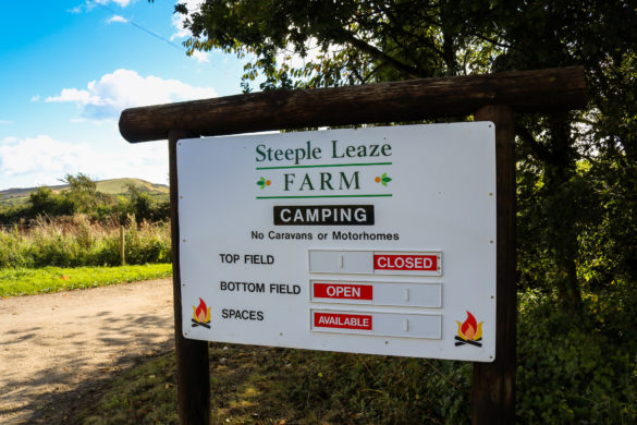 Entrance sign showing availability at Steeple Lease Farm Camping