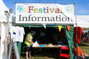Festival information tent at the Swanage Folk Festival