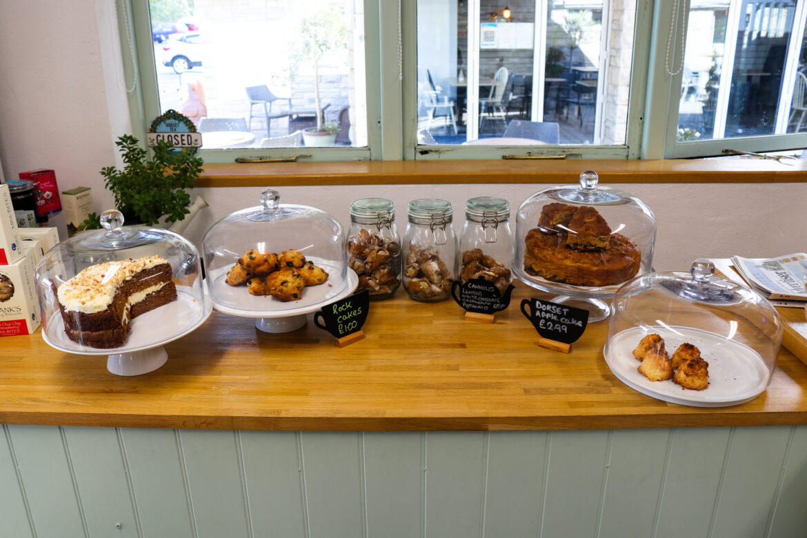 Ulwell Holiday Park cake display in the on-site shop