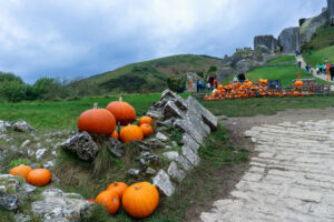 Pumpkins at Corfe Castle during October half term for Halloween