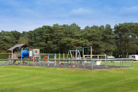 Climbing frames and swings in the children's park at Wareham Forest touring and camping park