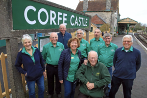 Volunteers of the Swanage Railway Museum at Corfe Castle Station
