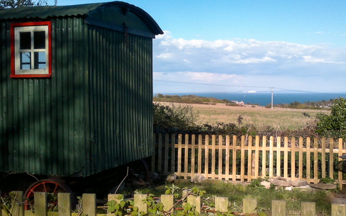 Self-catering shepherd hut for rental at California Campsite in Swanage