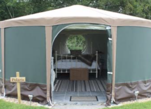 Glamping yurt at Woodyhyde Campsite
