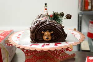 One of the Hartland Pie Company's decorated chocolate Yule logs