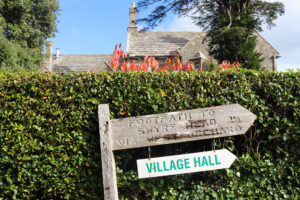 Signage for Church Knowle Village Hall, near Corfe Castle