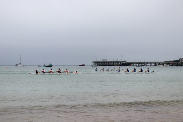 Sea rowers competing in the annual Swanage Bay Sea Rowing Regatta
