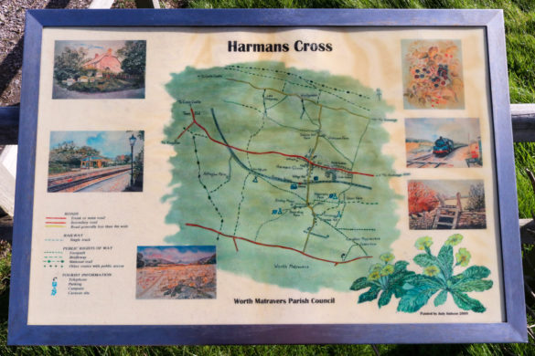 Illustrated visitor map of the locality of Harman's Cross in Purbeck
