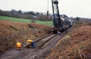 Track being laid for the railway line at Harman's Cross