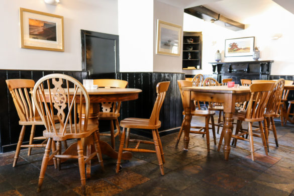 Restaurant seating in the Black Swan pub in Swanage