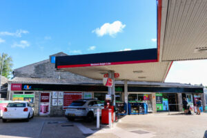Swanage petrol station forecourt and shop