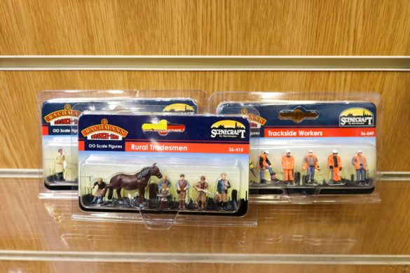 Horse and farm workers and trackside men figures - part of the collection of model railway items for sale at the Swanage Railway