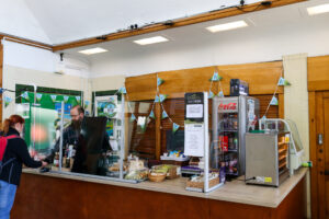 Refreshments for sale in the entrance kiosk at Swanage Station
