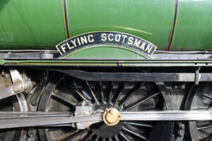 Flying Scotsman nameplate on the side of the locomotive