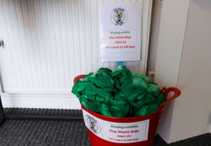 Biodegradable dog waste bags for sale at Swanage Information Centre