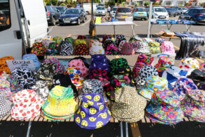 Summer hats for sale at the Swanage Friday Market