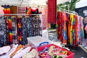 Colourful summer clothing, Swanage Friday Market