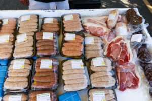 Meat stall at Swanage Market